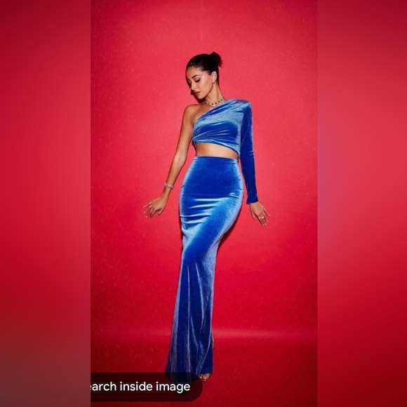 Velvet Harding One Shoulder Knot Column Dress - Picture 2 of 3